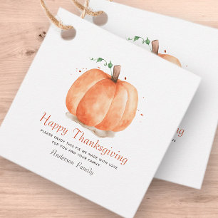 Modern vattenfärg, höstpumpa, Thanksgiving Gåvor Etiketter