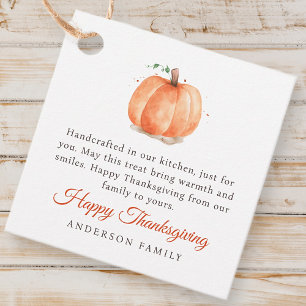 Modern vattenfärg, höstpumpa, Thanksgiving Gåvor Etiketter