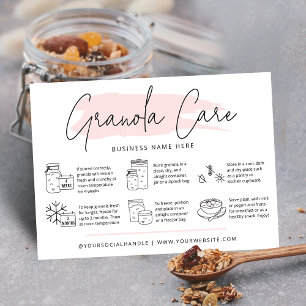 Modern vattenfärg i Rosa med Granola-vårdskort Visitkort