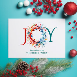 Modern vattenfärg jul Joy Botaniskt andetag Julkort