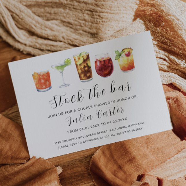 Modern vattenfärg Lagrar vid Pub | Par Shower Inbjudningar (Skapare uppladdad)