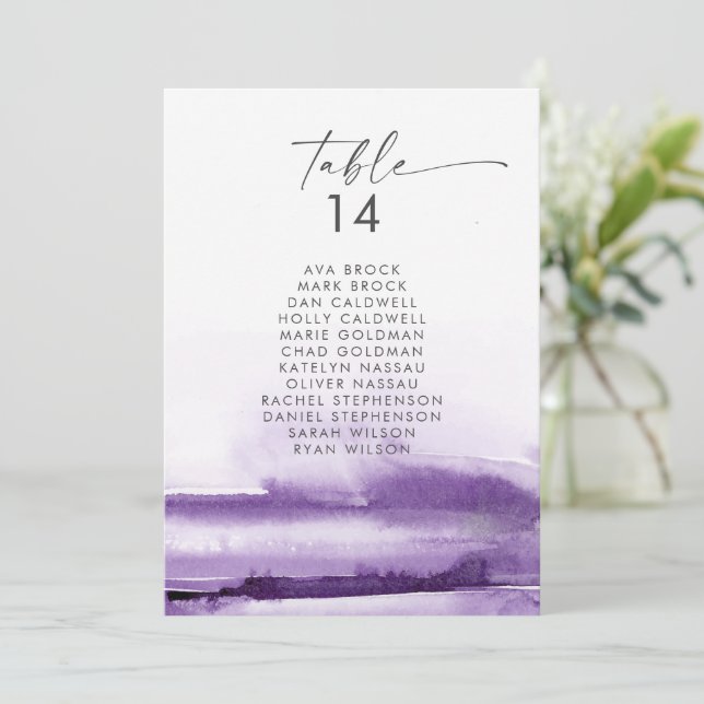 Modern vattenfärg | Lila Sittplatskort (Stående Fram)