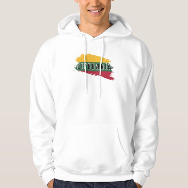 Modern vattenfärg Litauen Flagga Lietuva Souvenir Hoodie (Framsida)