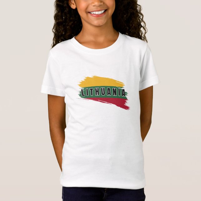 Modern vattenfärg Litauen Flagga Lietuva Souvenir T Shirt (Framsida)