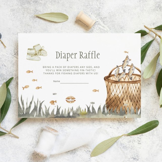 Modern vattenfärg Little Fisherman Diaper Raffle Tilläggskort (Skapare uppladdad)