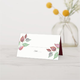 Modern vattenfärg målad Burgundy Foliage Bröllop Placeringskort