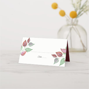 Modern vattenfärg målad Burgundy Foliage Bröllop Placeringskort