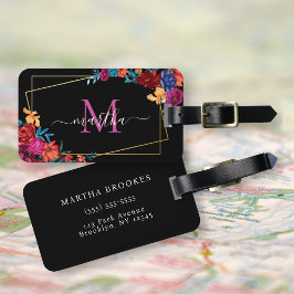 Modern vattenfärg, mexikanska Fiesta Flower Black Bagagebricka