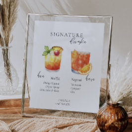 Modern vattenfärg | Namnteckning dryck i briden &  Poster