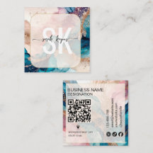 Modern vattenfärg och guldfolie monogram QR-kod