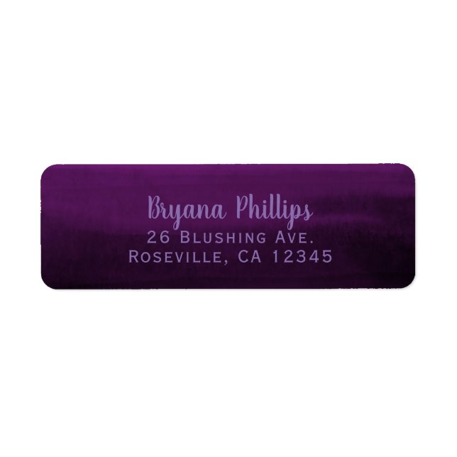 Modern vattenfärg Ombre för moody purpurfärgad Returadress Etikett (Framsidan)