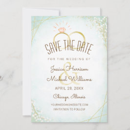 Modern vattenfärg Ringar Twigs Bloom Teal Geometri Spara Datumet