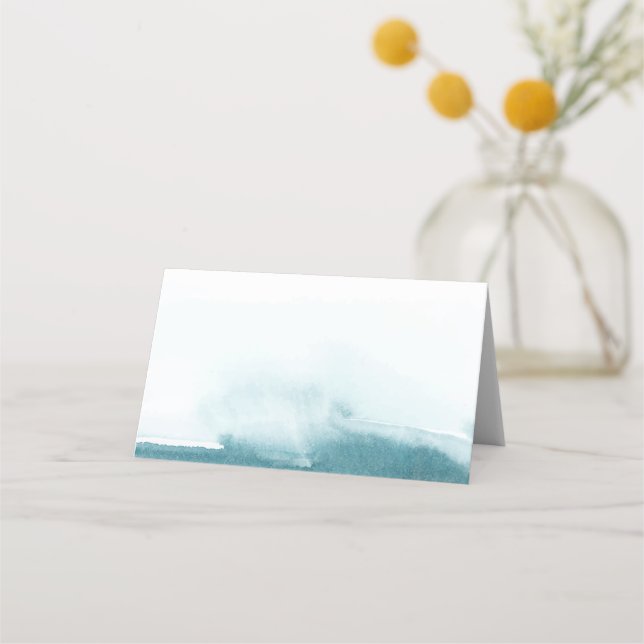 Modern vattenfärg | Teal Buffet Food Label Cards Placeringskort (Framsida)