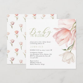 Modern vattenfärg Tulip Baby Shower Inbjudningar