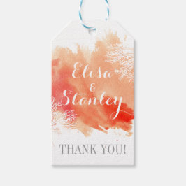 Modern vattenfärgkorallrev bröllop Tack Presentetikett