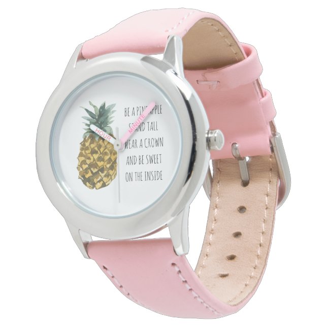 Modern vattenfärgsananas och positiv nyansot armbandsur (Vinklad)