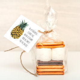 Modern vattenfärgsananas och positiv nyansot gåvor etiketter