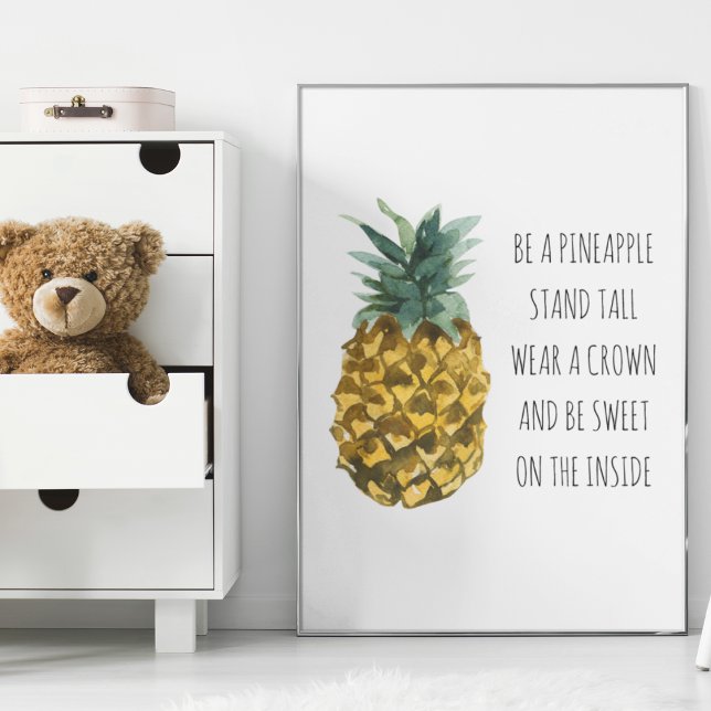 Modern vattenfärgsananas och positiv nyansot poster (Skapare uppladdad)