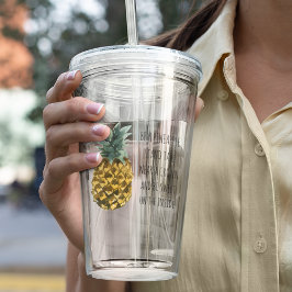 Modern vattenfärgsananas och positiv nyansot take away mugg