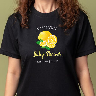 Modern vattenfärgsbabystövel Lemon Baby Shower T Shirt