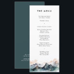 Modern vattenfärgsberg i Bröllop Meny<br><div class="desc">Meny med modernt minimalt vattenfärg liggande Bröllop i bergstrakter</div>
