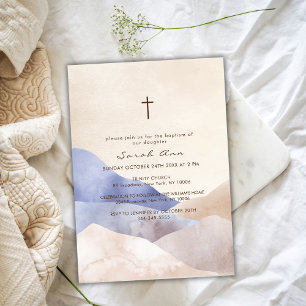 Modern vattenfärgsbergskorg Abstrakt Kor-baptism Inbjudningar