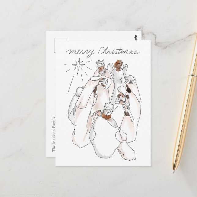 Modern vattenfärgsbiografi med Extra-text Vykort (Fram/Back In Situ)