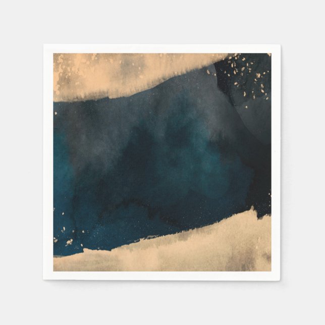 Modern vattenfärgsblå och persikofärgad Chic Bröll Pappersservett (Framsidan)