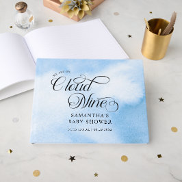 Modern vattenfärgsblått molnnigt babyskor gästböcker