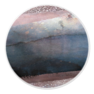 Modern vattenfärgsblått och Ro Guld Rosa  glam Knopp