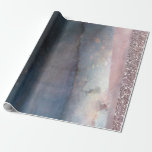 Modern vattenfärgsblått och Ro Guld Rosa Party Presentpapper<br><div class="desc">Papper radbrytning</div>