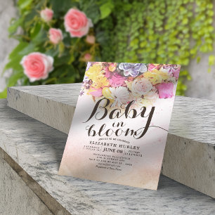 Modern vattenfärgsblomma Blommor Baby i blomman Inbjudningar
