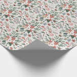 Modern vattenfärgsblomma, Helgdag Mönster Presentpapper<br><div class="desc">Utformningen består av vita hollybär,  blommigt med grönt löv som upprepar mönster.</div>