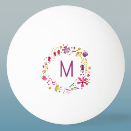 Modern vattenfärgsblomma - Monogram Pingisboll