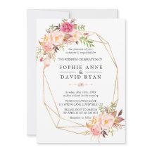 Modern  vattenfärgsblommor Guld Bröllop