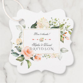 Modern vattenfärgsblommor levande koral Bröllop Gåvor Etiketter