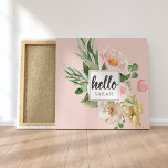 Modern vattenfärgsblommor och Rosa och Hej och Nam Canvastryck<br><div class="desc">Modern vattenfärgsblommor och Rosa och Hej och Namn</div>