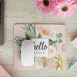 Modern vattenfärgsblommor och Rosa och Hej och Nam Musmatta<br><div class="desc">Modern vattenfärgsblommor och Rosa och Hej och Namn</div>