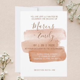 Modern vattenfärgsbrushstroke Minimalialist Bröllo Inbjudningar