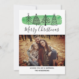 Modern vattenfärgsdörröppning julkort