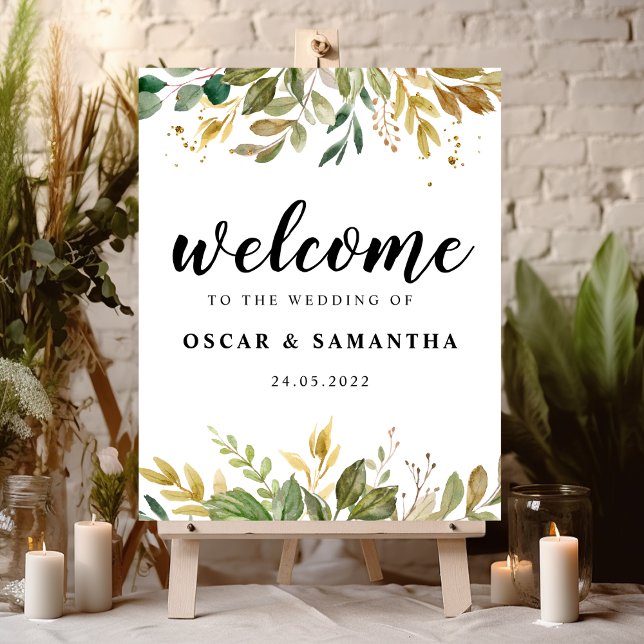 Modern vattenfärgsdroppar i Löv och Guld Poster (Skapare uppladdad)