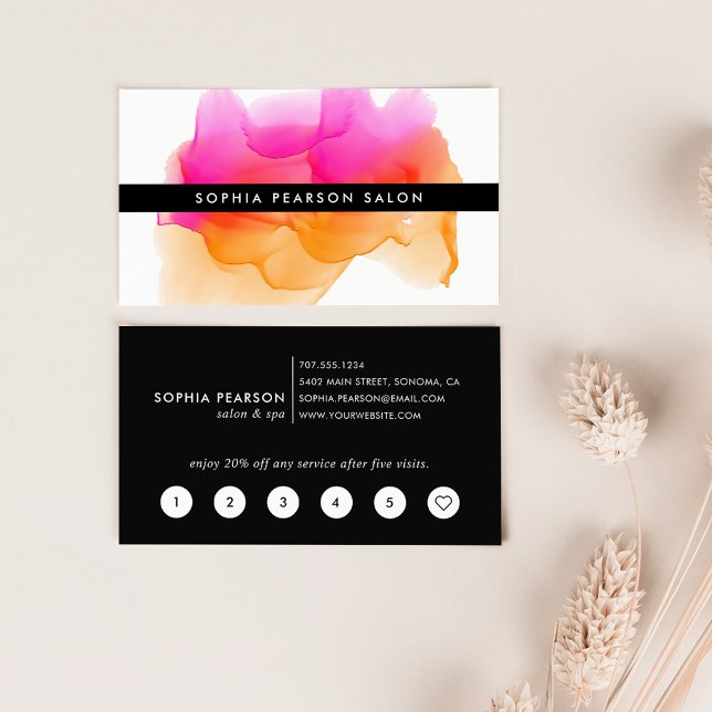 Modern vattenfärgsfack | Förmåner Lojalitetskort (Skapare uppladdad)