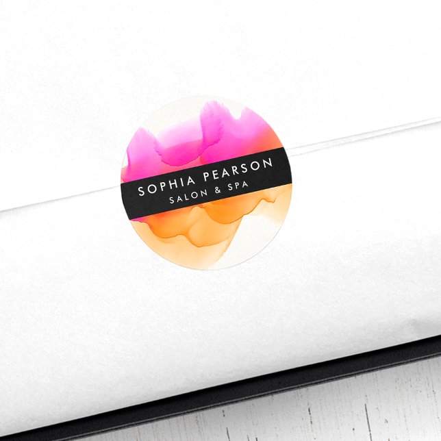 Modern vattenfärgsfack runt klistermärke (Skapare uppladdad)