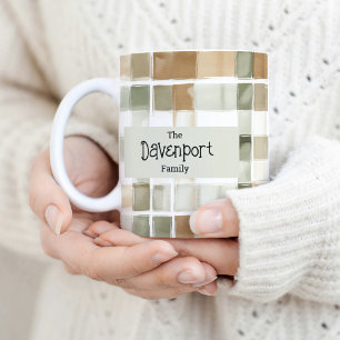 Modern vattenfärgsfallsfamilj Namn Kaffemugg