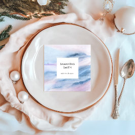 Modern vattenfärgsfärgad Abstrakt Blue Rosa Pastel Fyrkantigt Visitkort