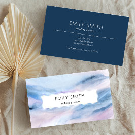 Modern vattenfärgsfärgad Abstrakt Blue Rosa Pastel Visitkort