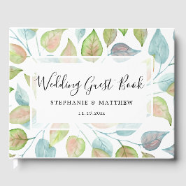 Modern vattenfärgsfärgad färgad Löv Bröllop Gästböcker