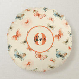 Modern vattenfärgsfjäril rund kudde