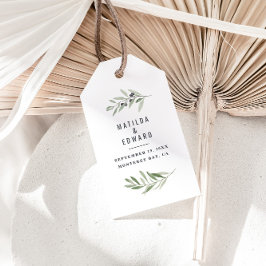 Modern vattenfärgsfördel för botaniskt bröllop gi presentetikett