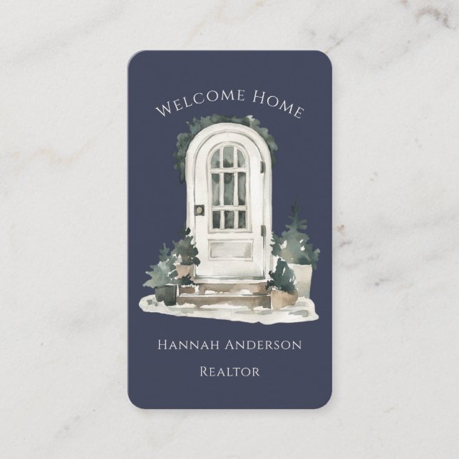 Modern vattenfärgsfrontdörr Realtor Real Gods Visitkort (Framsida)